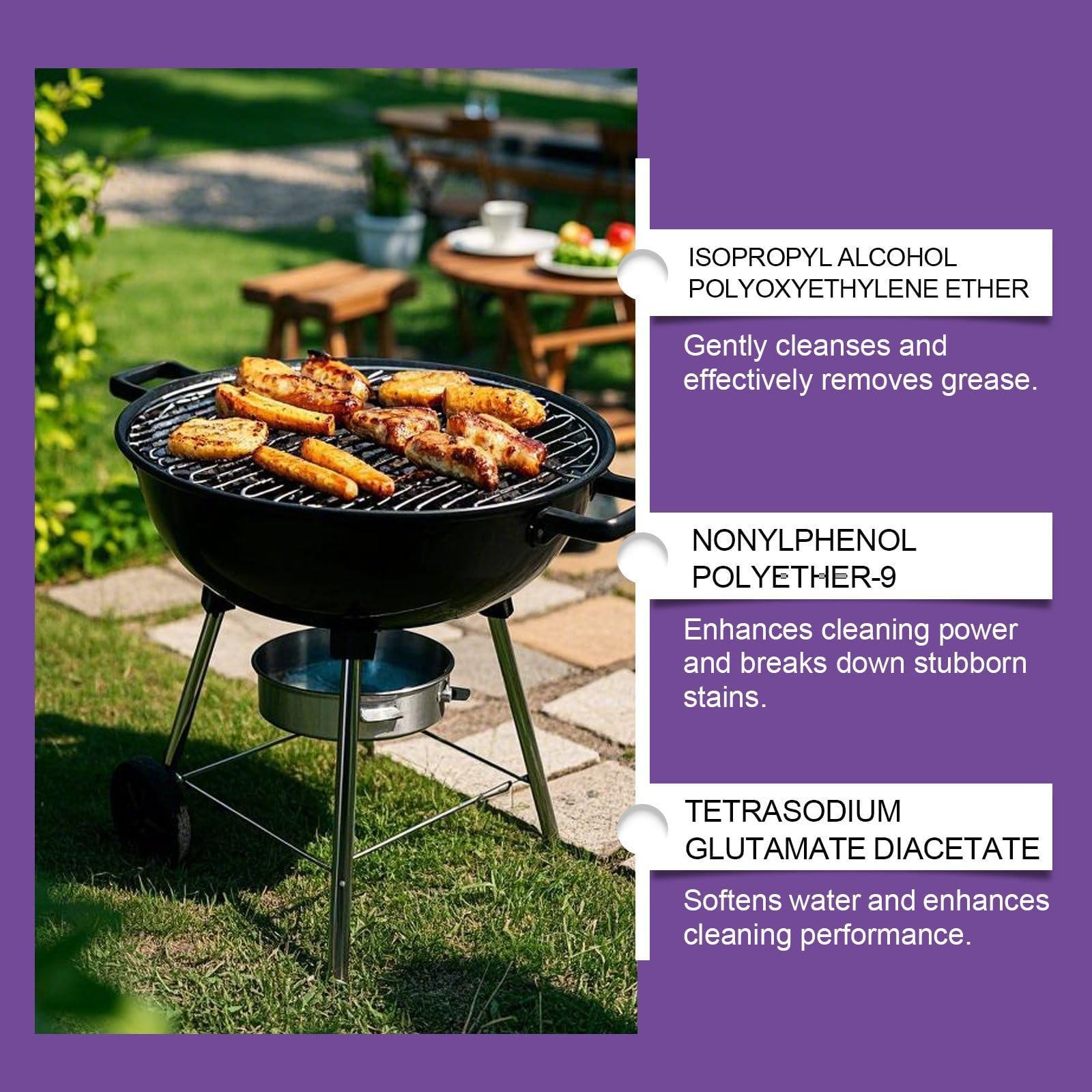 Fast-Acting Heavy-Duty Grill Degreaser Spray, BBQ Grill Cleaner Spray for Outdoor Grills, Smoker Cleaner for Smoky Stains and Stubborn Grease