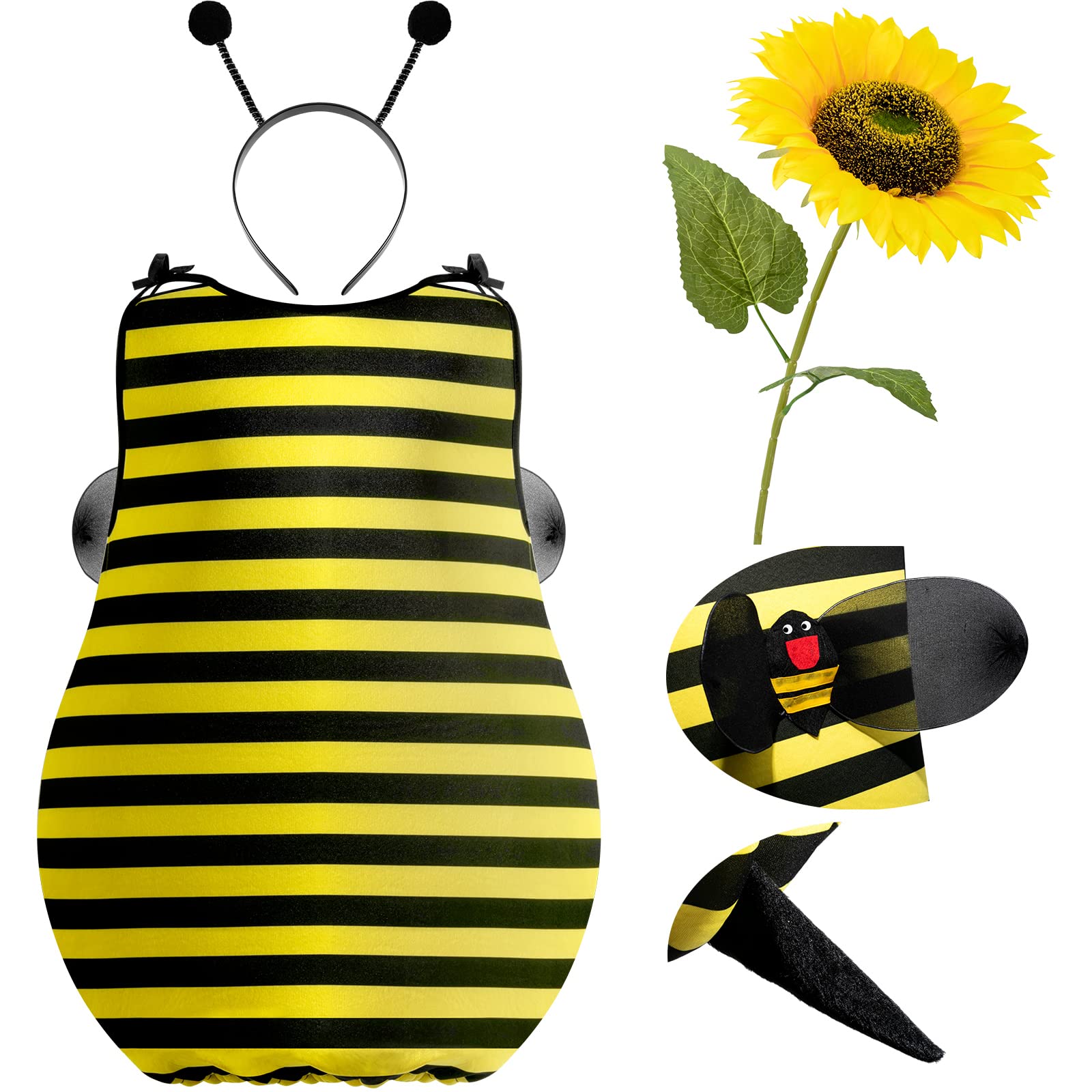 Unisex Bee Costume with Headpiece and Sunflower for Halloween Trick-or-Treating Halloween Costumes