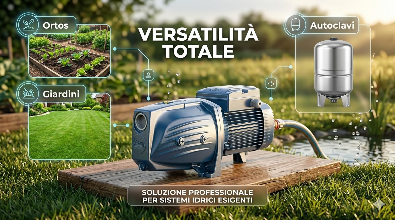 COXE Pedrollo JSWM 3BH Pompa Autoadescante Elettrica 2 HP, Elettropompa Centrifuga in Ghisa per Irrigazione e Autoclave, Portata 100 L/min, Prevalenza 76m, Monofase 220V