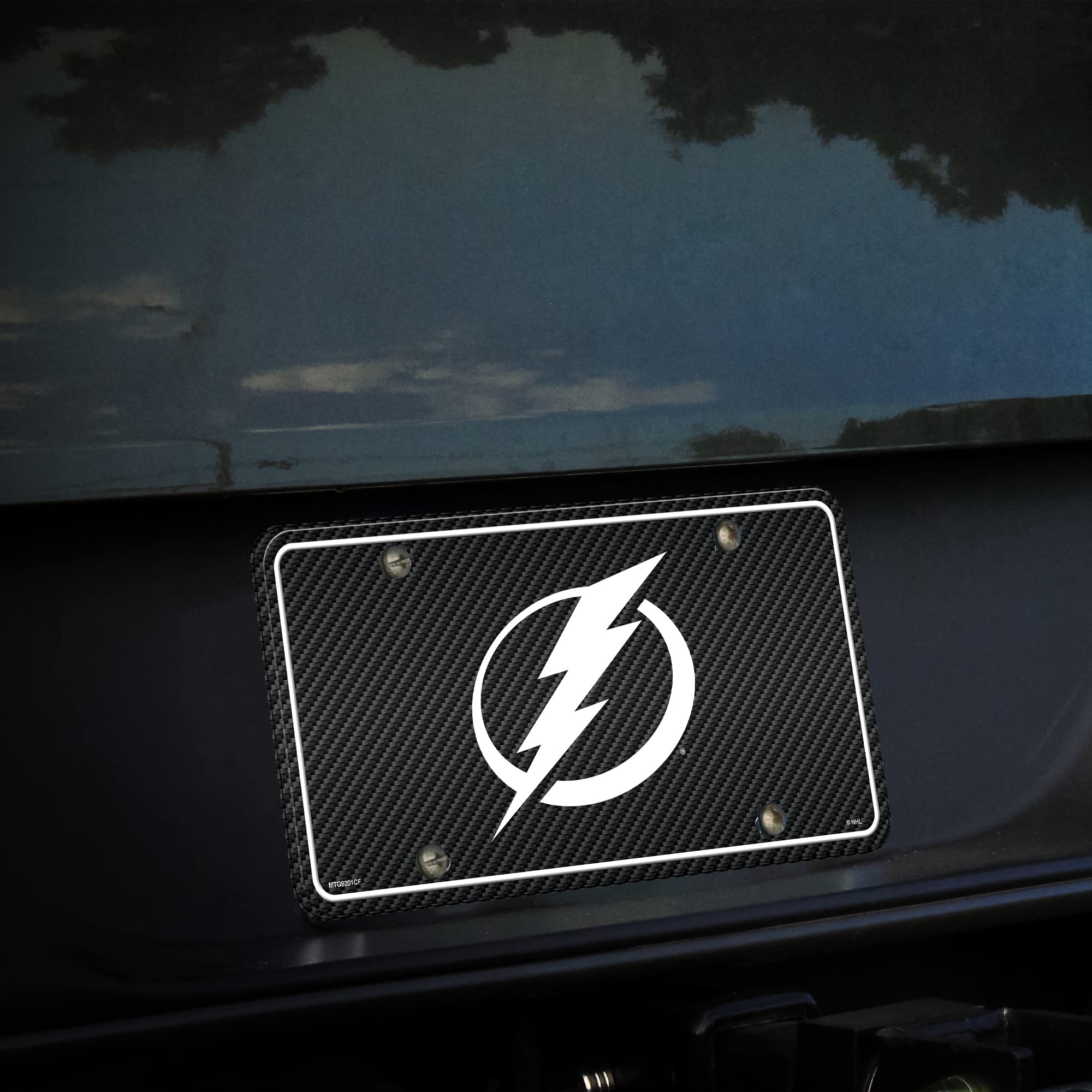 Rico Industries NHL Tampa Bay Lightning Carbon Fiber Metal Auto Tag 8.5" x 11" - Great for Truck/Car/SUV, Multi, 12" x 6" - Image 3
