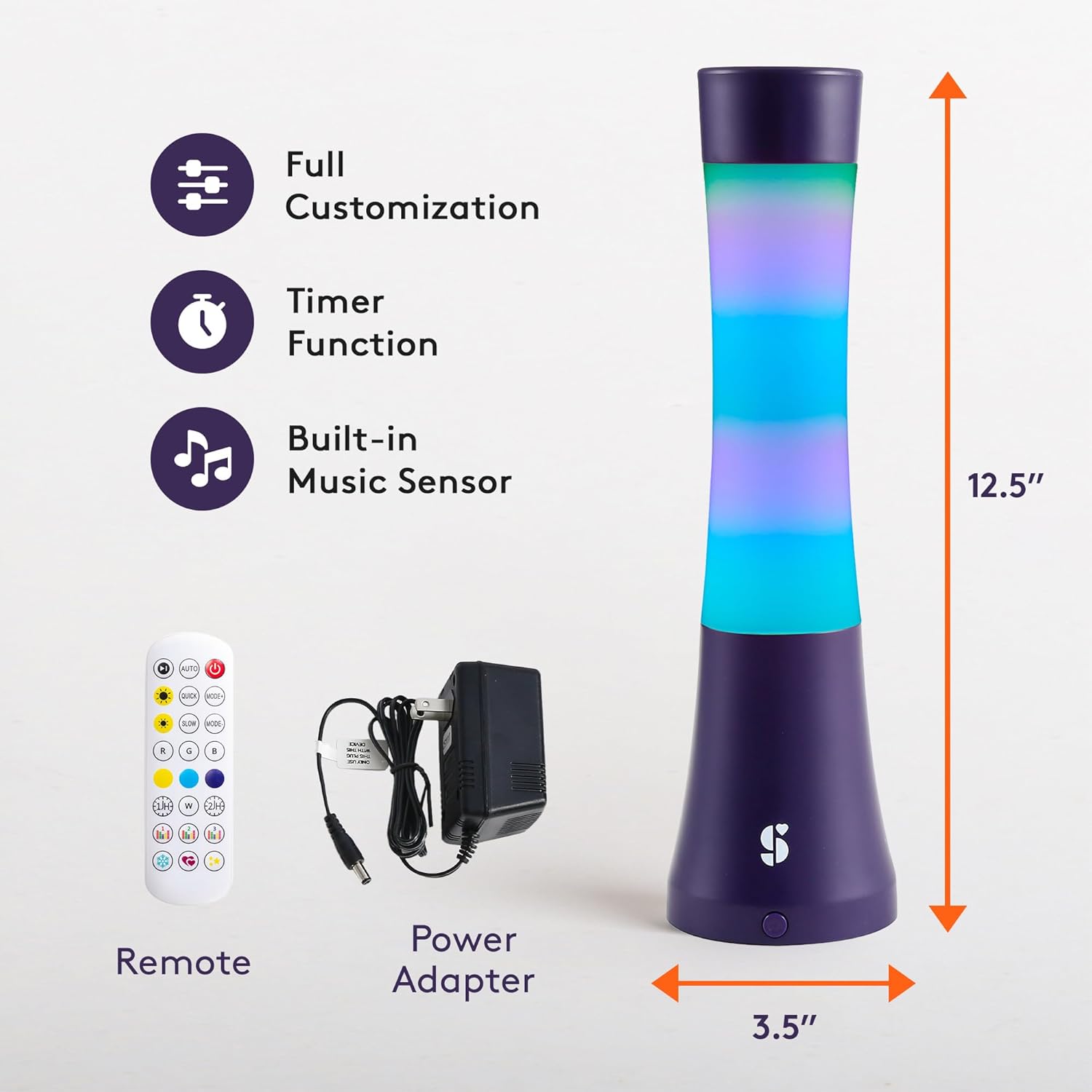 Special Supplies Sensory Light Lava Lamp for Kids and Adults – Color Changing LED Desk Lamp with Remote – Calming Night Light for Sensory Room, Bedroom, Therapy, Relaxation, Décor (Purple)