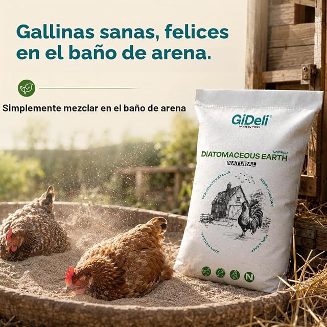 Foto 4 de 8 de GiDeli Tierra de diatomeas para pollos y jardín, 40 kg, tierra de diatomeas en polvo natural