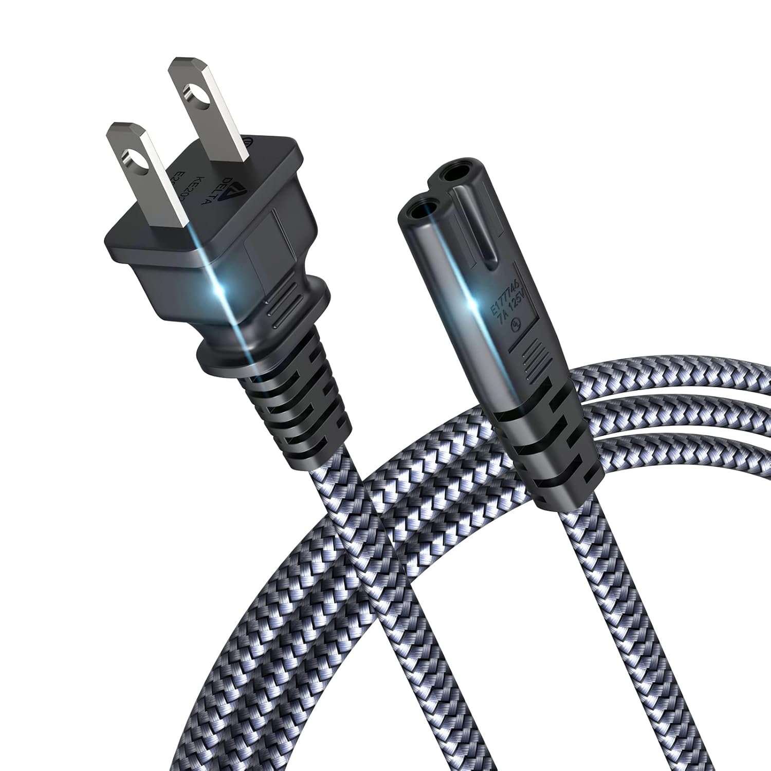 Power Cord Goalfish 6 6ft 2m AC Power Cable 7A 125V TV Power Cord 18AWG 2 Prong Power
