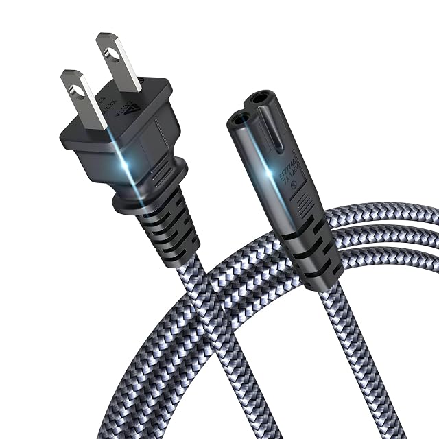 Power Cord Goalfish 6 6ft 2m AC Power Cable 7A 125V TV Power Cord 18AWG 2 Prong Power