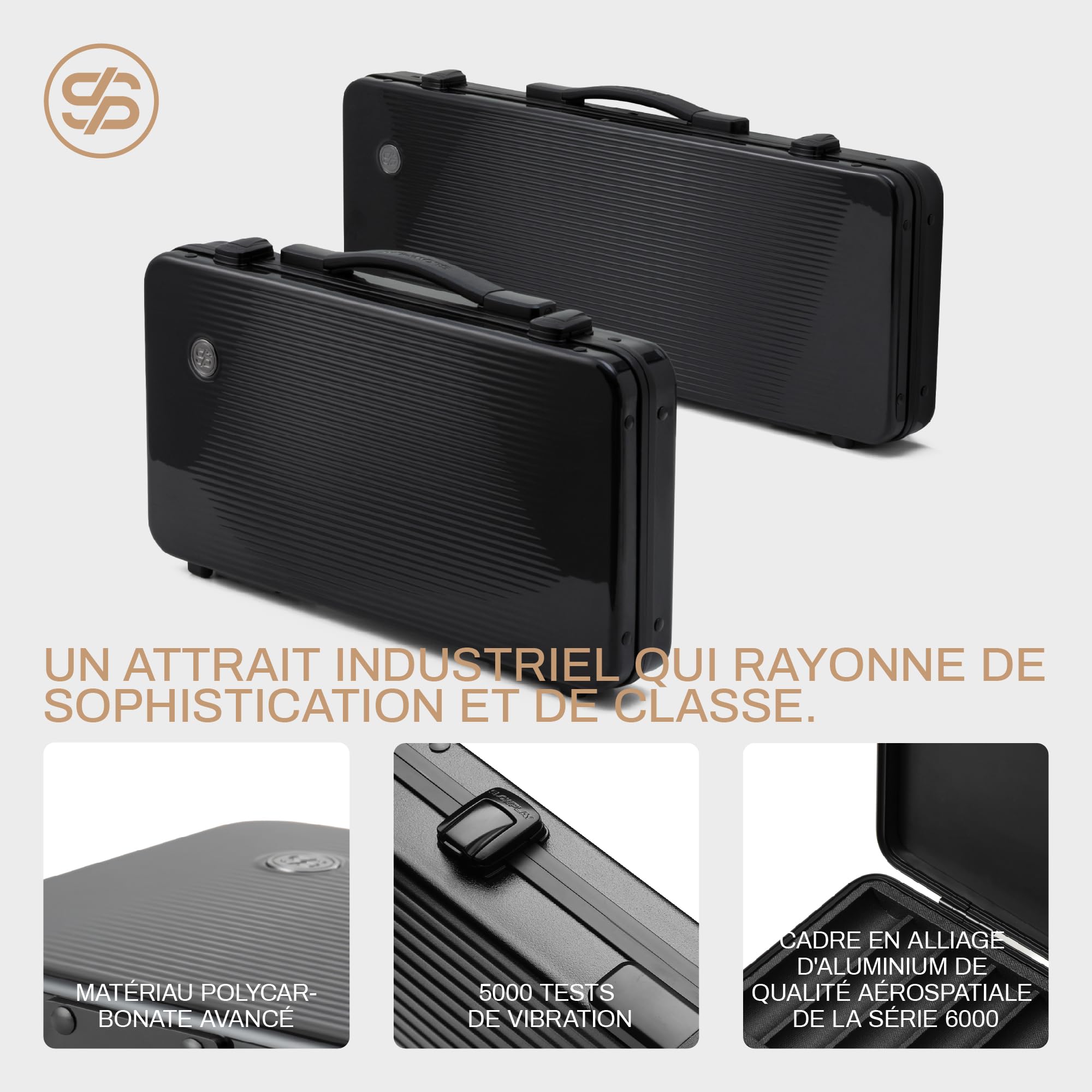 SLOWPLAY Set Poker céramique Godel, jetons 10 g/39 mm, Texas Hold’em | 500 pièces numérotées; mallette PC premium effet miroir; jetons composite céramique; style minimaliste