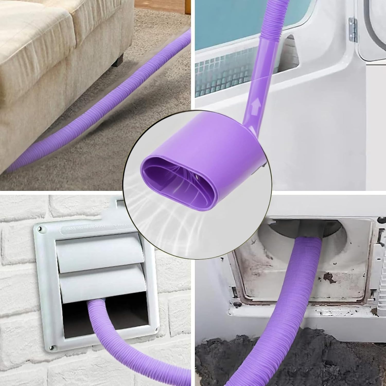 JEDELEOS Dryer Vent Lint Hose for Dyson V15s V15 Gen5 V12 V11 V10 V8 V7 Detect Absolute Cyclone Outsize Slim Nozzle Crevice Flexible Lint Removal Tool Dryer Vent Cleaner Kit (Purple) image 5