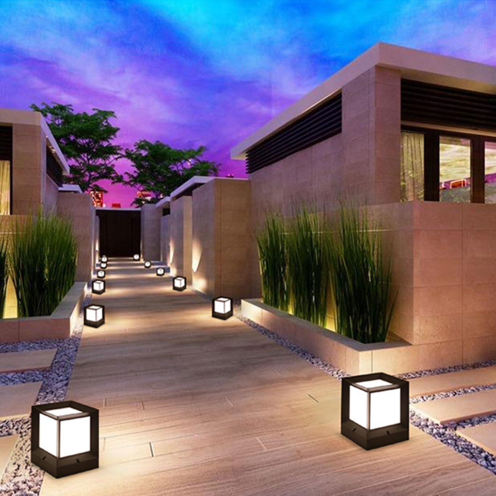 Farol Pie Sobremuro Exterior Luz de pilar de puerta exterior impermeable Luz Moderna de Aluminio for Postes Valla Cubierta Paisaje Exterior Columna Lámpara for Superficie Plana Patio Jardín(Size:15*19
