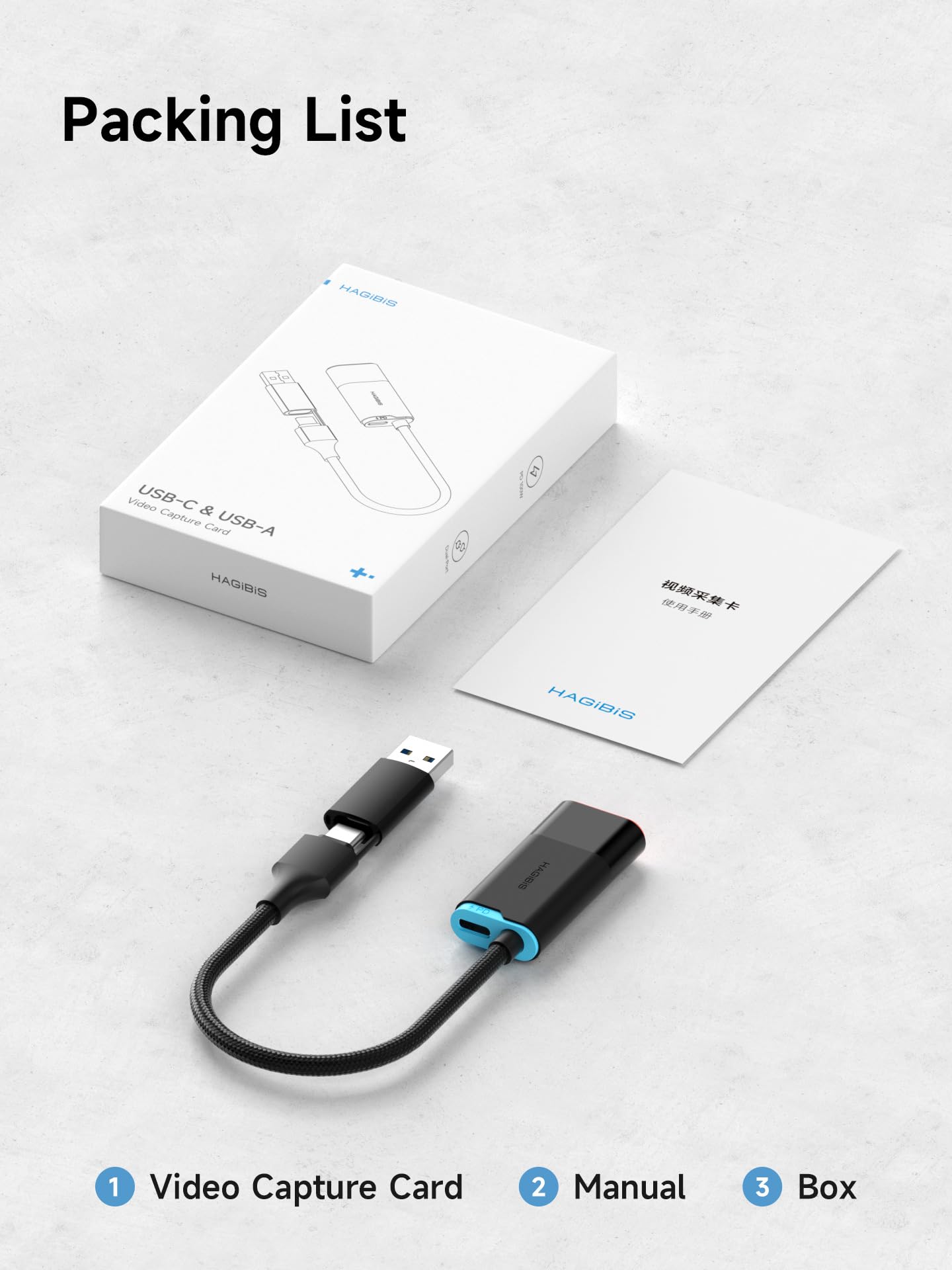 Hagibis Tarjeta de captura de video 2K a 30Hz con 100W PD, HDMI a USB A/USB C cable de captura 1080P @60fps YUY2 MJPEG MS2130 para Quest 3 2 Pro VR Switch2 PS4/5 transmisión en vivo, juegos