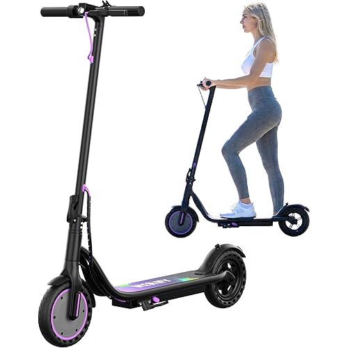 Electric Scooter, 350W/500W Powerful Motor, 19/22 MPH Max Speed, 15/23 Miles Range, Lightweight Foldable Kick Scooter with Dual Braking Systems, Smart APP