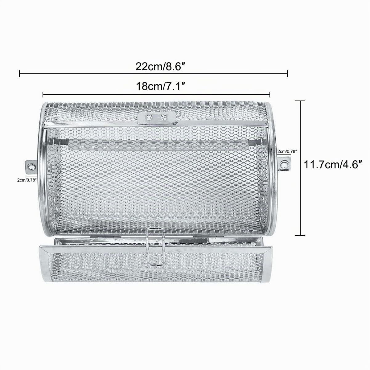 Kitchn Exus Parrilla Horno Asador Barbacoa Cesto Bakeware BBQ Tumbler de Aire Caliente 22x12 cm Acero Inoxidable Plata