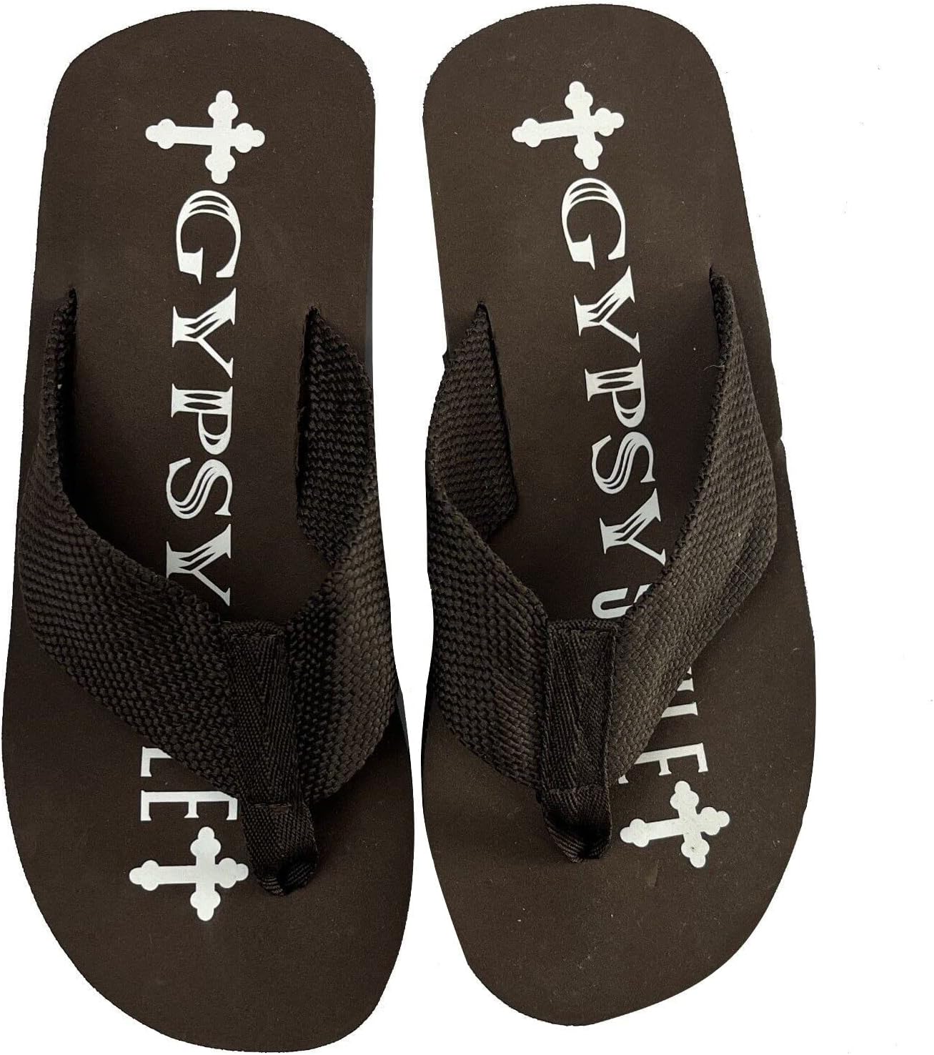 Women's Flip Flops 2" WEDGE Comfort Sole Sandals - Chocolate BROWN - Size 8 - Image 4