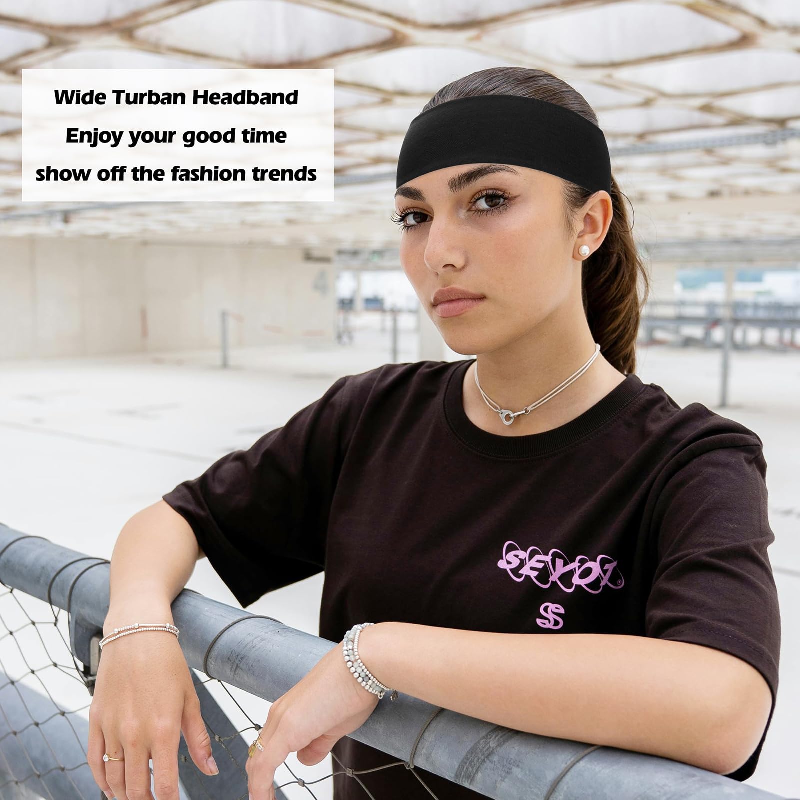 ONUPGO Headbands for Women Non Slip - 6PCS Fashion Hair Bands for Women's Hair, Elastic Hair Headbands Cotton Stretchy Headbands for Workout Yoga Running
