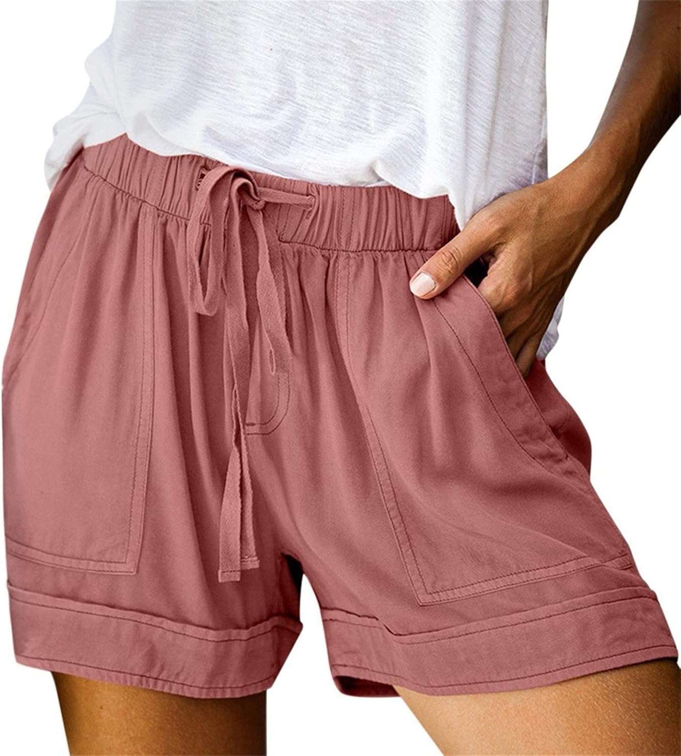 Generic Casual Shorts for Women Summer Solid Color Bermuda Shorts