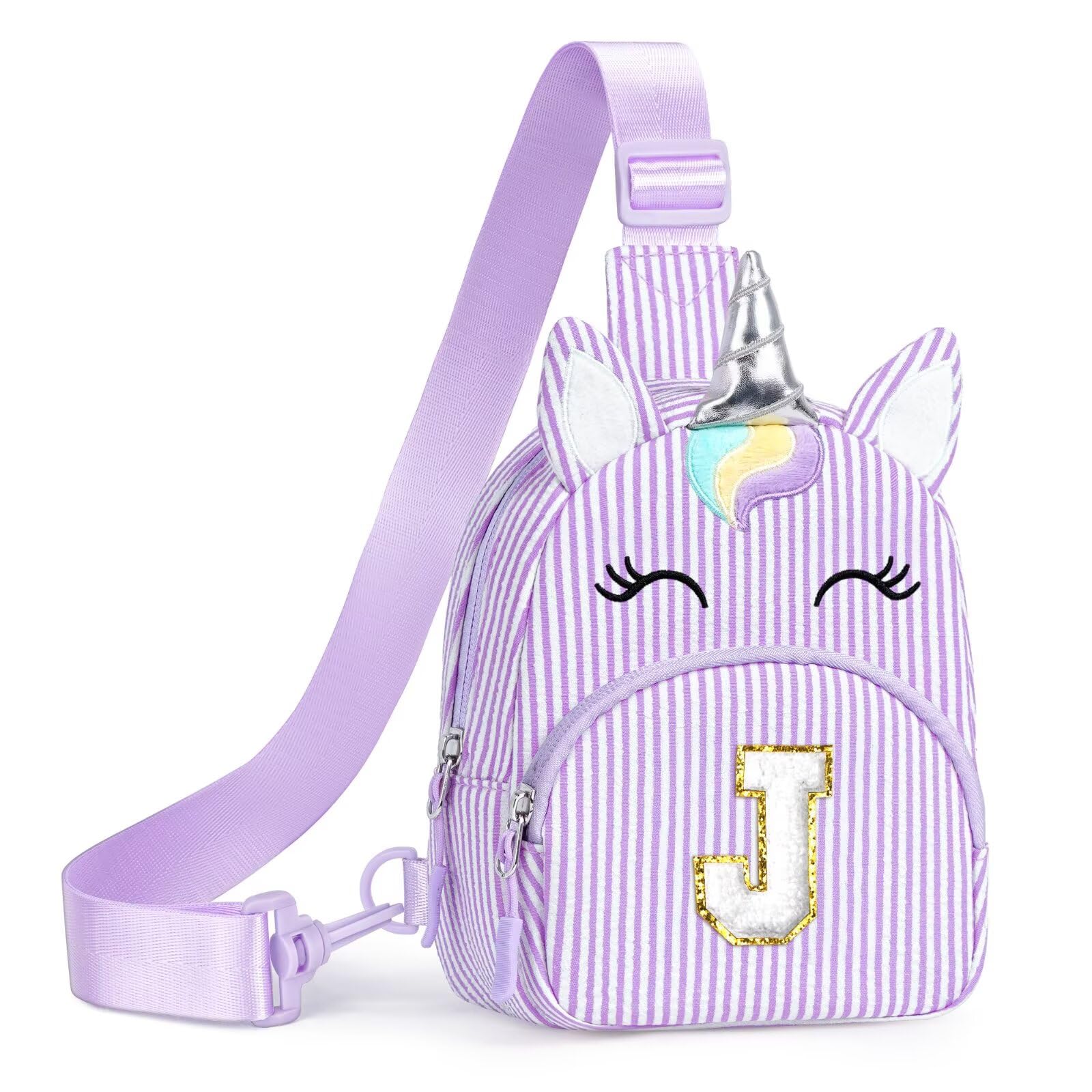 YOOLIFE Buchstaben Umhängetasche Kinder Mädchen Einhorn - Geschenk Mädchen 3 4 5 6 7 8 9 10 11 12 13 14 15 Jahre, Personalisiert Teenager Einhorn Gürteltasche Geschenke für Frauen Freund Schwester