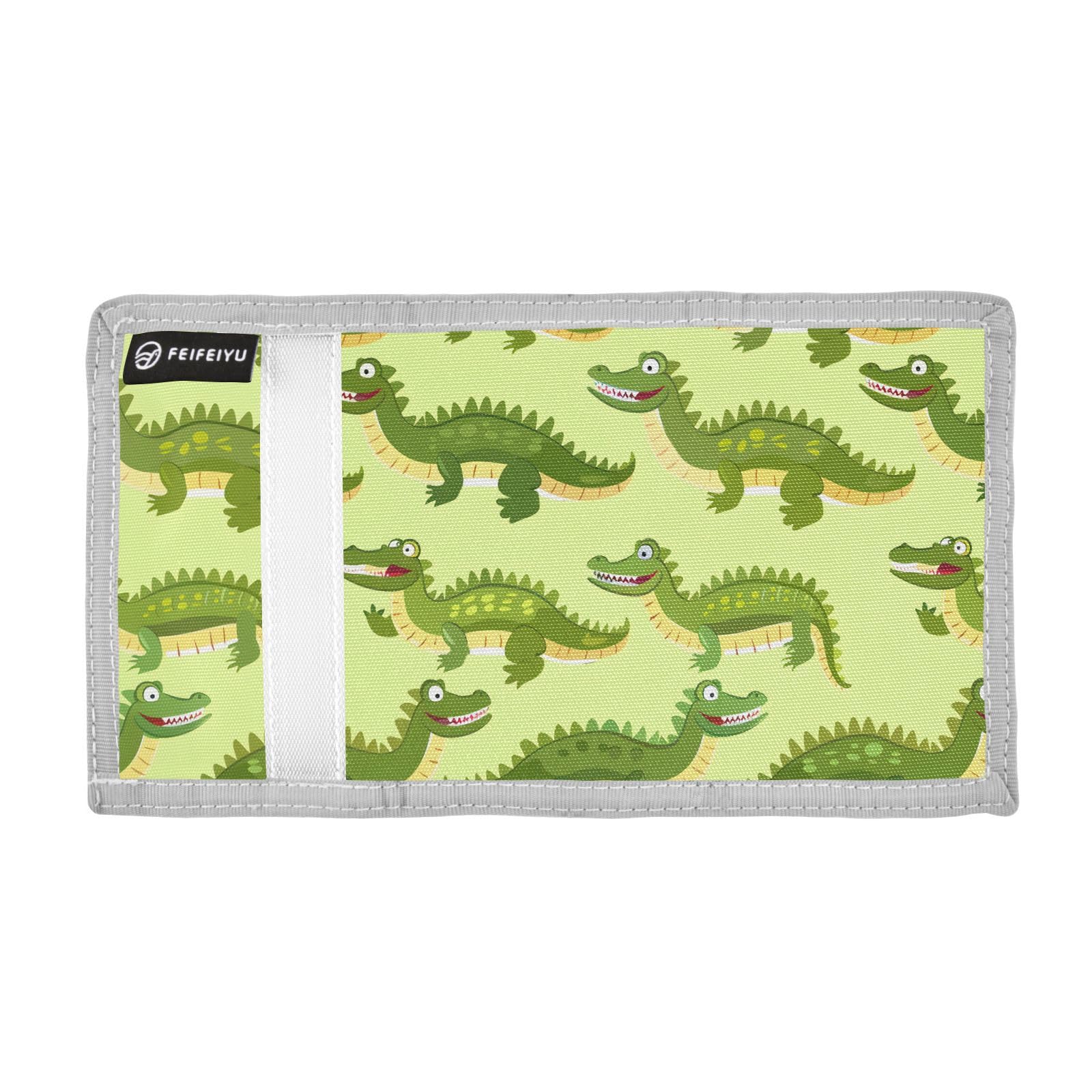 zyrtty Kids Wallets for Boys Girls Ages 4-18 Trifold, Cute Little Crocodile Green Wallet with Zippered Coin Pocket and Card Holders, Novelty Wallet for Childrens Birthday Gifts