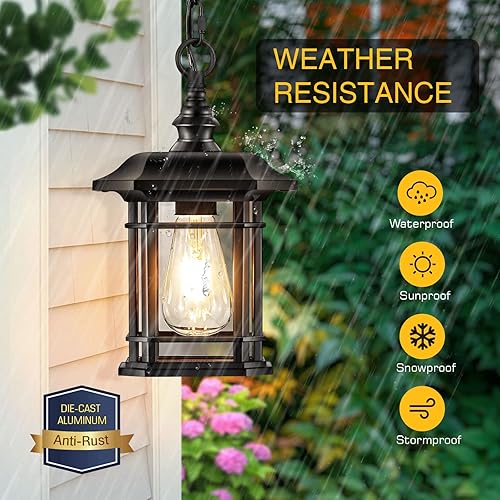 Miniatura 7 de VIANIS Lámpara de exterior con sensor de movimiento luces colgantes para exteriores para porche atardecer al amanecer luces de porche modernas para