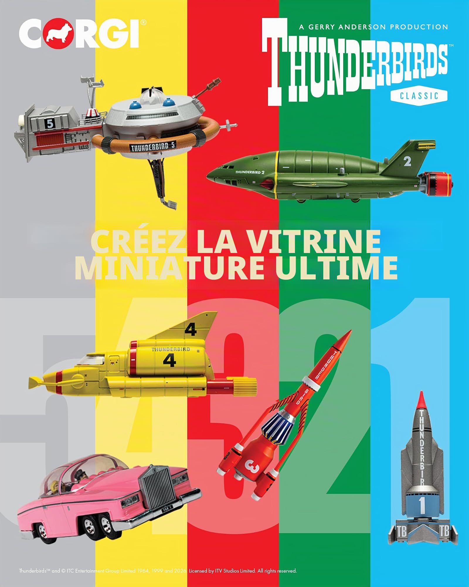 Corgi CC01401 Thunderbirds F.A.B. Collection – Modèle de sous-Marin Thunderbird 4 moulé sous Pression, modèle de Bateau pré-construit avec Double Lanceur de torpilles et Barre Lumineuse, modèles