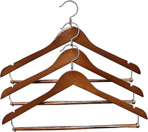 Miniatura 2 de Proman Products KSC9041 Kascade - Perchas de madera, paquete de 50 unidades, diseño único de anillo, para pantalones que ahorran espacio, con barra