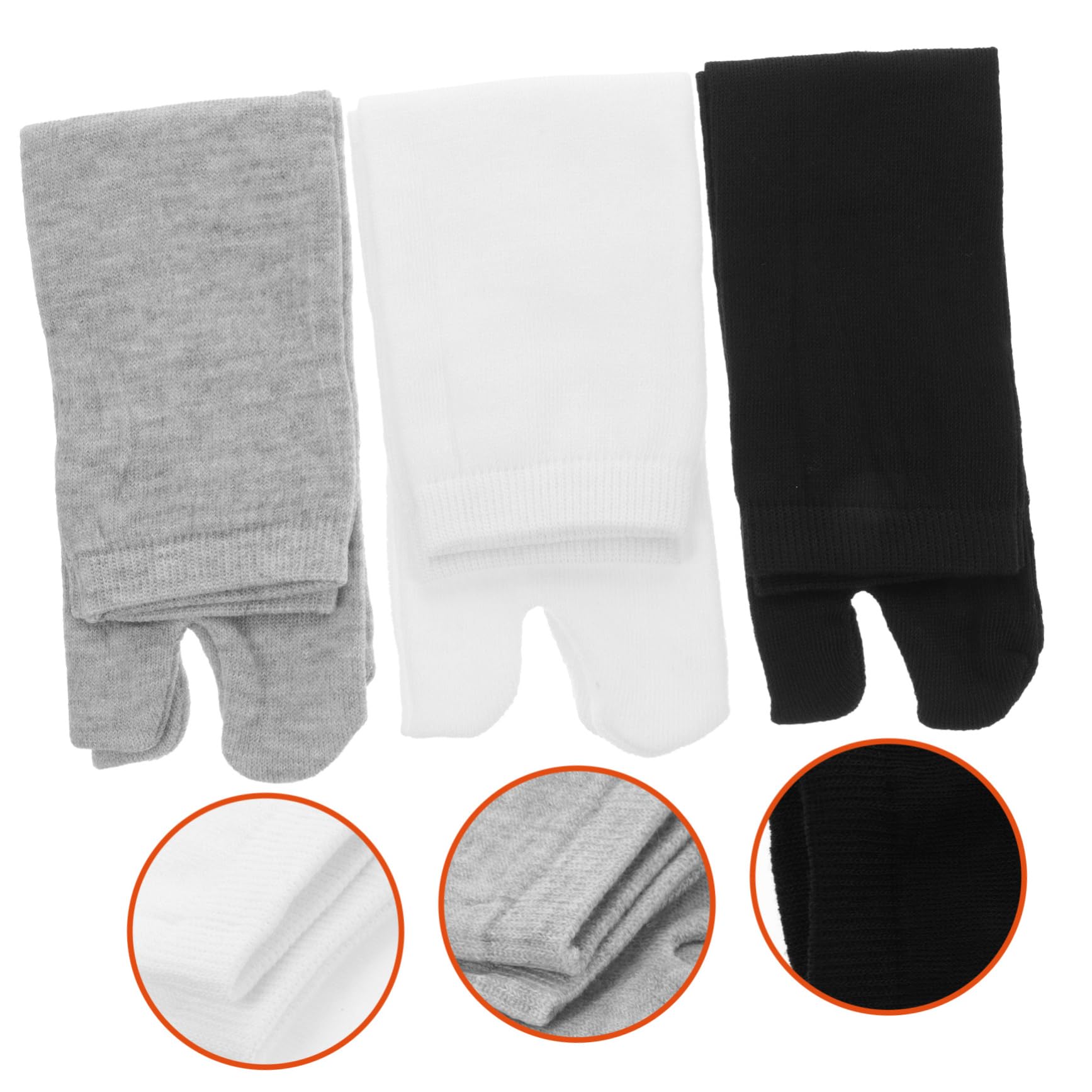SHERCHPRY 3 Pares Calcetines tabi media pantorrilla calcetines de 2 dedos material Japón calcetines para tabi calcetines tabi de algodon calcetines con puntera para mujer