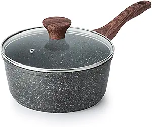 SENSARTE Nonstick Saucepan with Lid, 1.5 Quarts Small Pot with Swiss Granite Coating, Stay-cool Handle, Multipurpose Handy Sauce Pot Small Kitchen Cooking Pot, Induction Comptable, PFOA Free