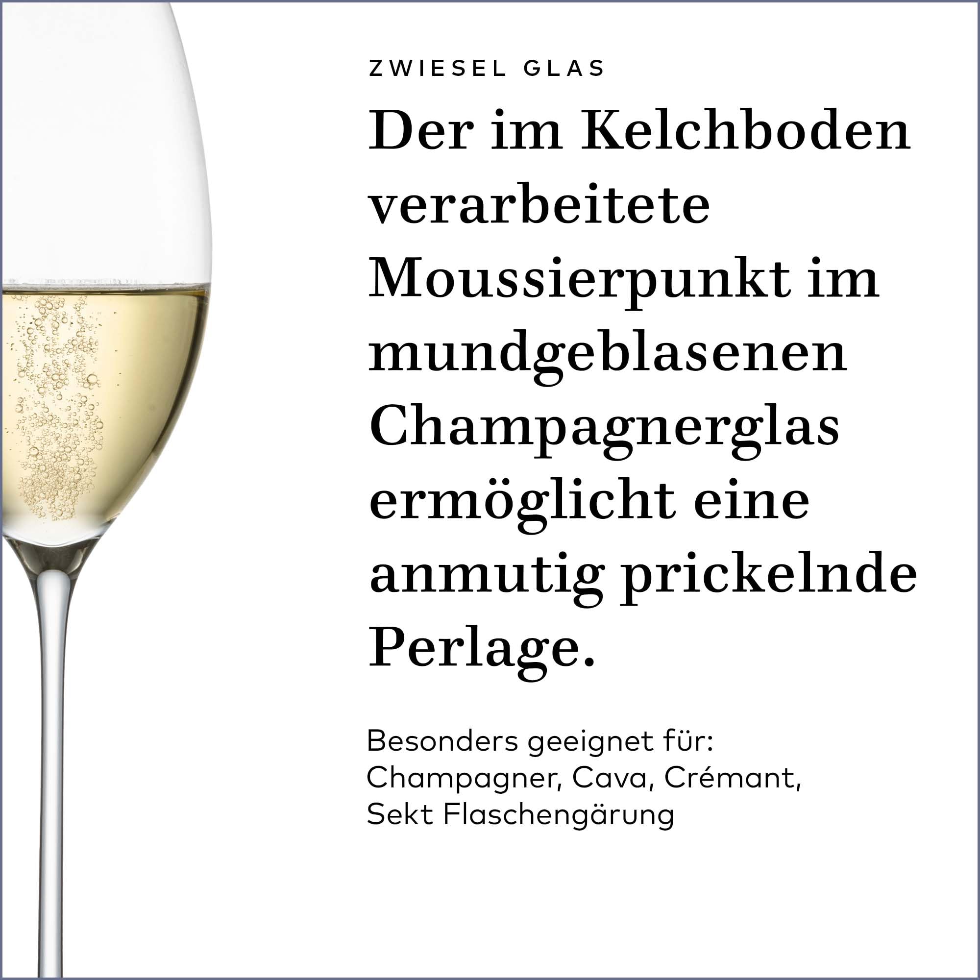Zwiesel Glas Champagnerglas Enoteca (2-er Set), in Handarbeit mundgeblasene Sektgläser mit Moussierpunkt, edle Kristallgläser für Perlwein (Art.-Nr. 122195)