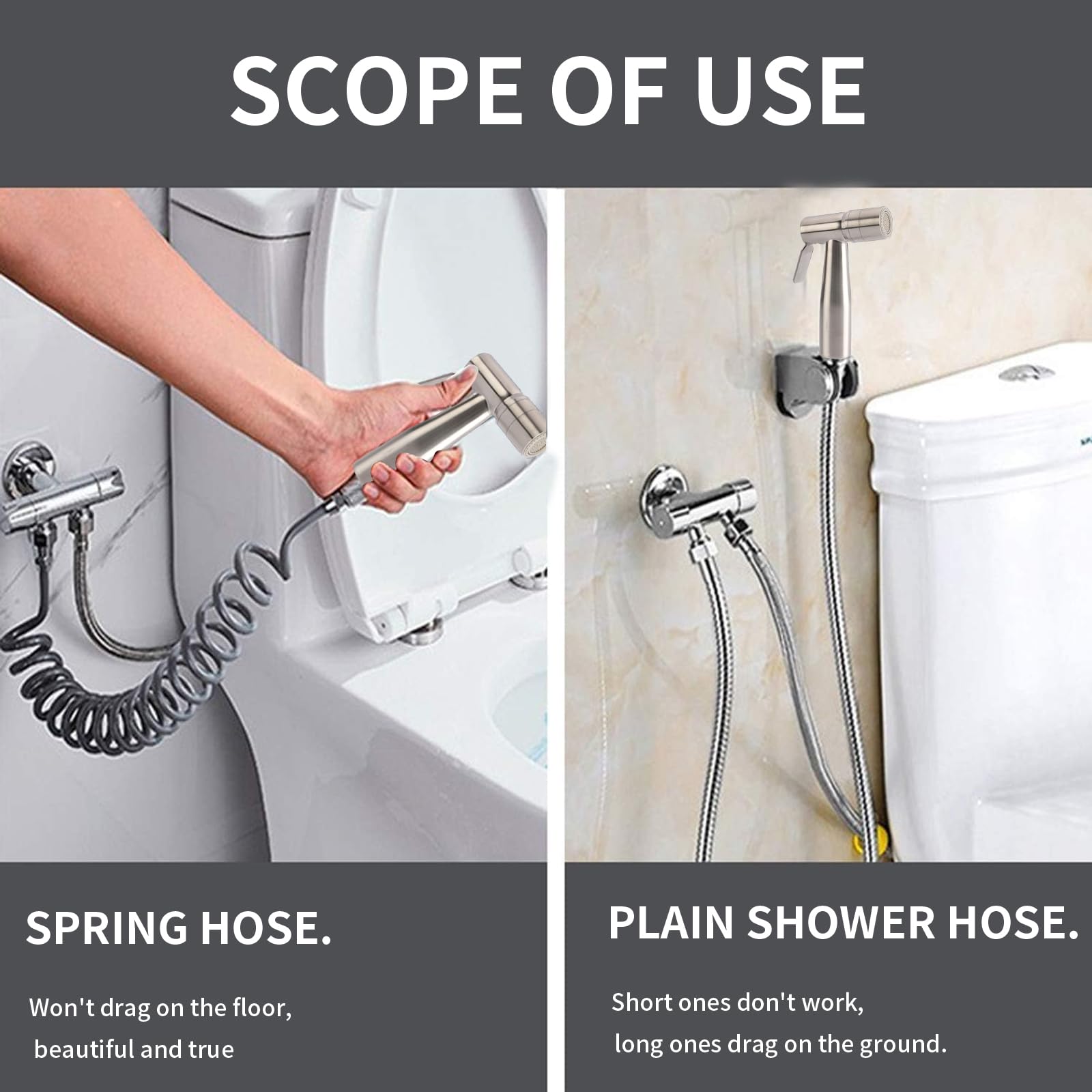 Bidet in acciaio inox, doccia musulmana in acciaio inox e kit spray per pannolini per bambini, spruzzatore per WC con doppia modalità
