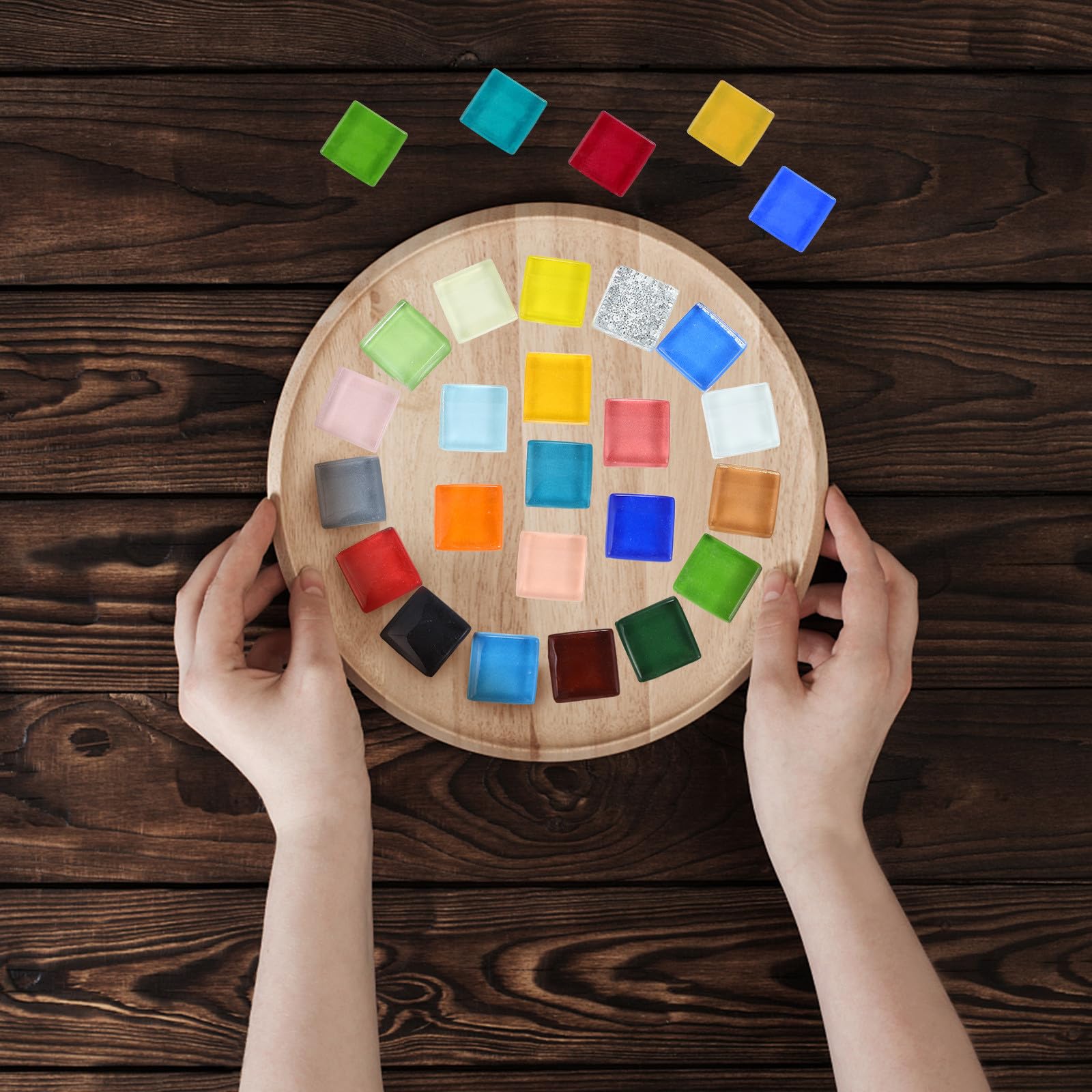 Teselas de Mosaico Cuadradas de Cristal 1200 Piezas para Manualidades