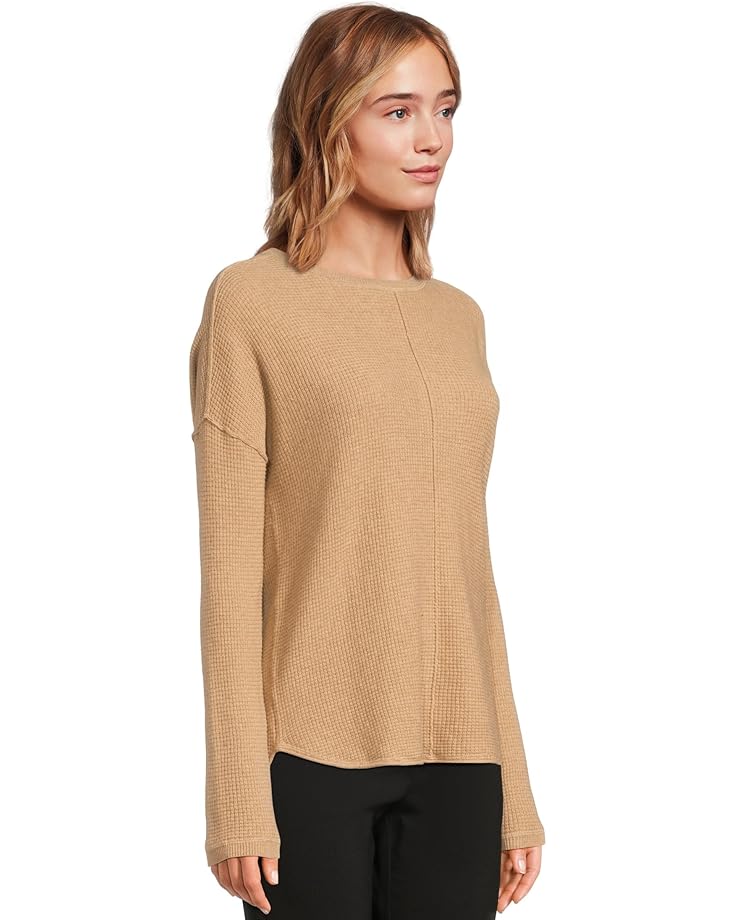 Elliott Lauren Cotton Cashmere - Round Neck Waffle Stitch Drop Shoulder Long Sleeve Sweater - #2 of 5