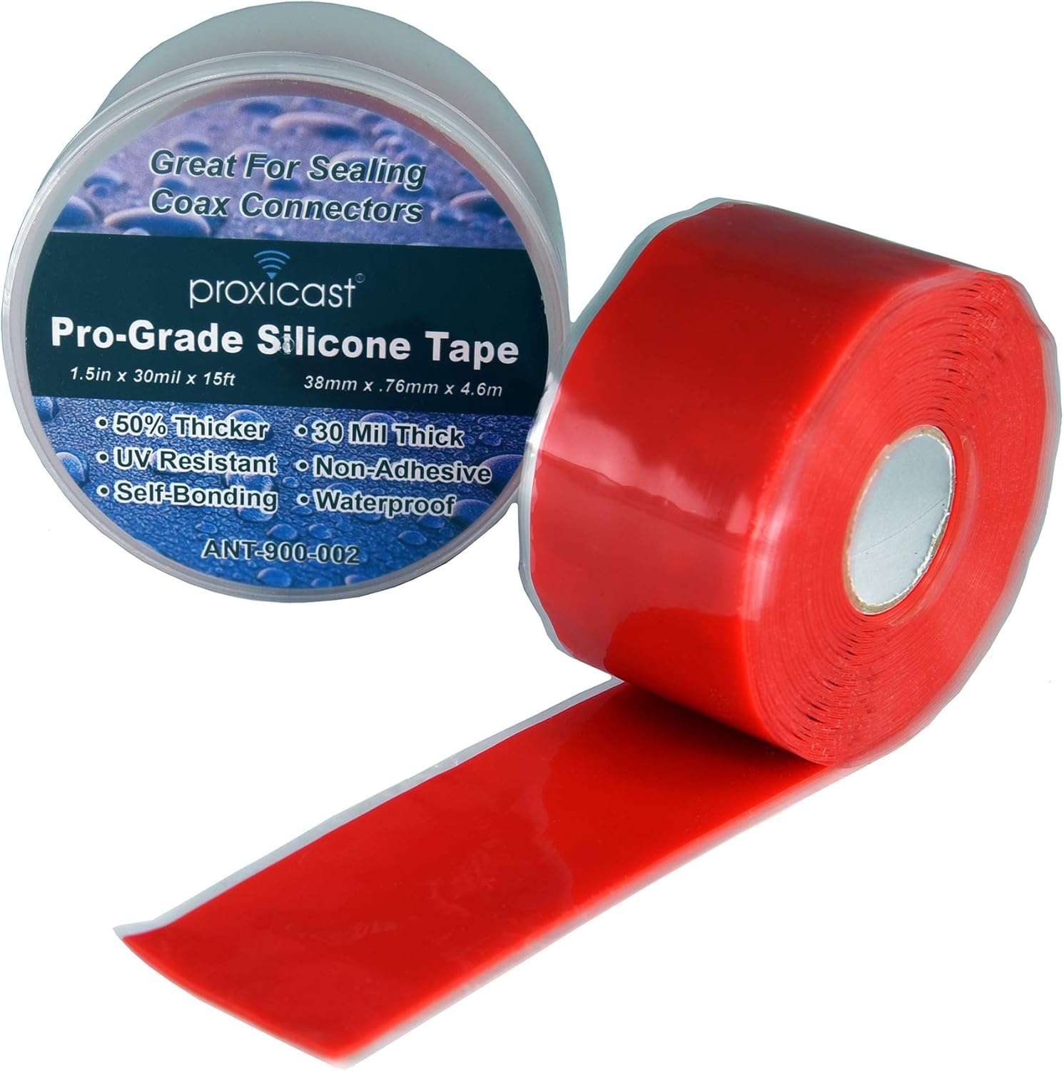 Proxicast Pro-Grade Extra Strong 30mil Weatherproof Self-Fusing Silicone Rubber Sealing Tape For Outdoor Antenna Coax & Electrical Cables, Hose/Pipe Leaks & Emergency Repairs (1.5" x 15' roll) - Black