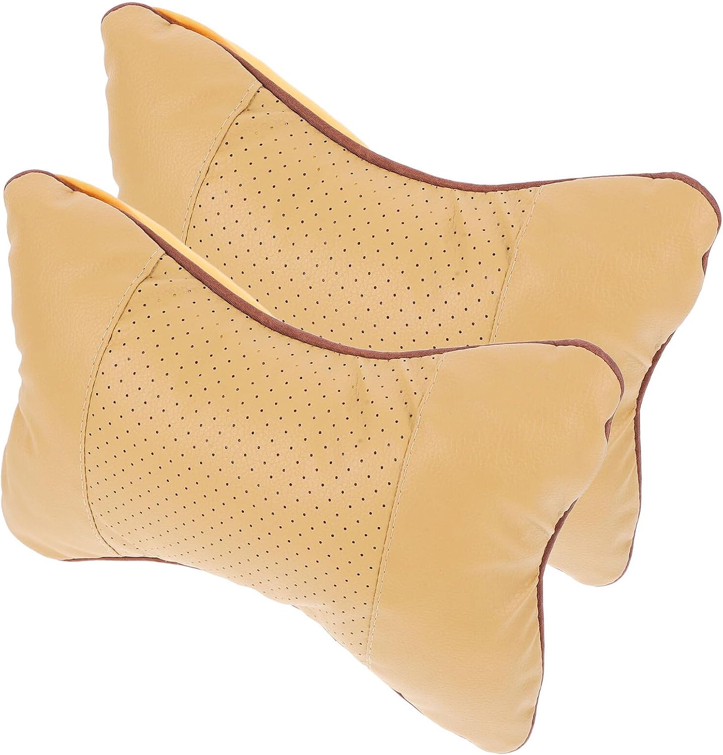 DOITOOL 2 pezzi Cuscino Cervicale Auto Forma di Osso Beige Supporto per Collo e Testa Poggiatesta Multifunzionale per Viaggio e Uso Quotidiano Sollievo da Affaticamento e Dolore Cervicale