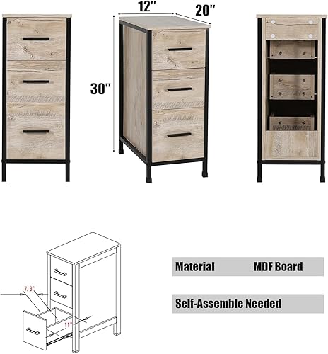Miniatura 2 de UEV Juego de tocador de baño de roble rústico de 48 pulgadas con lavabo, marco de hierro industrial con armario lateral doble de 3 cajones (solo