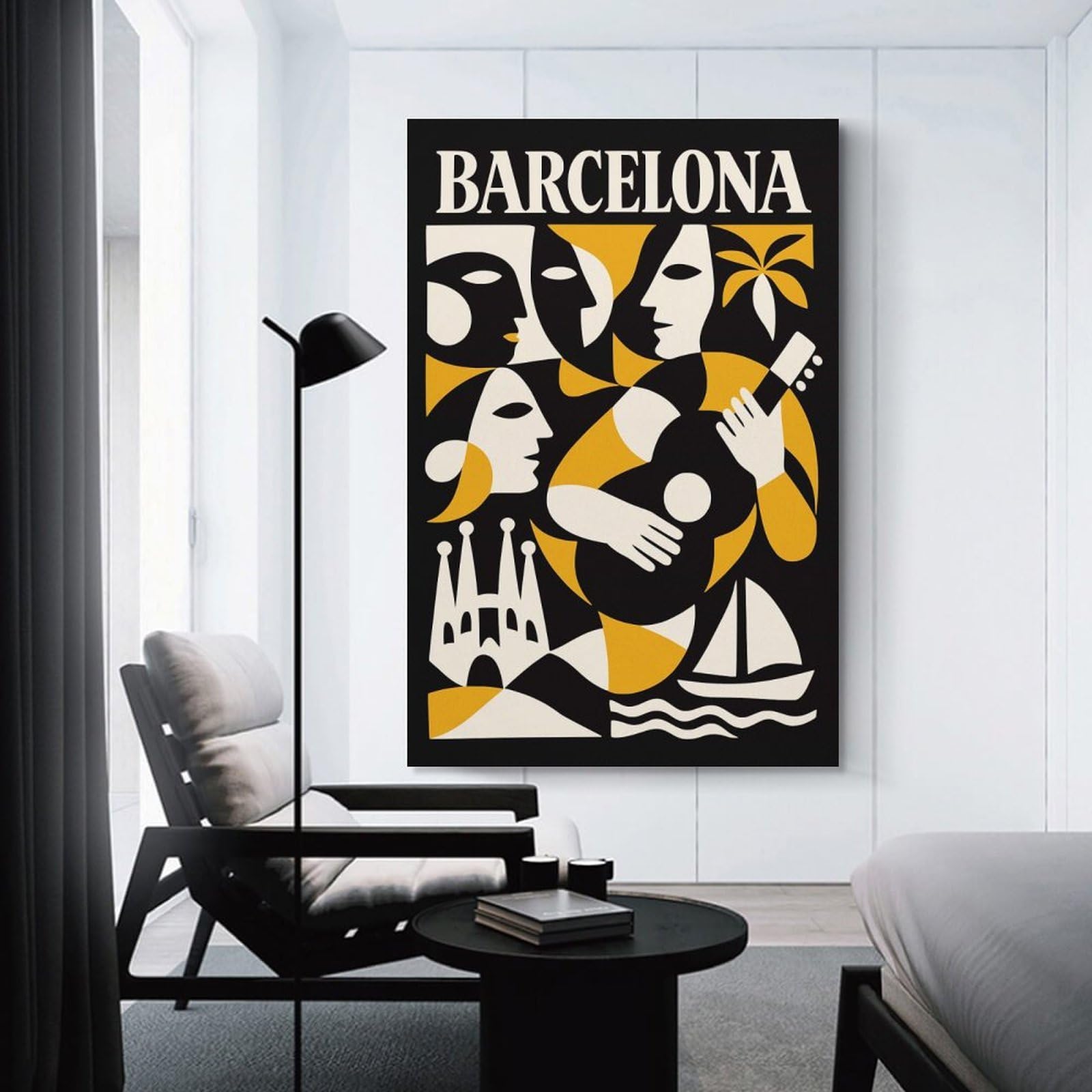 Junmoney Canvas Art Print Barcelona Travel (5), 24x36inch(60x90cm), for Gallery Wall Decor And Room Displays, Wall Decor Suited to Curated Displays