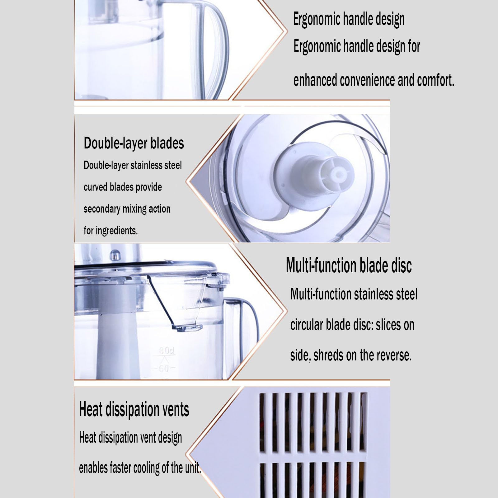 MObyat Tritatutto per Aglio da 350 W, Tritatutto per Verdure da 1,8 L Tre Impostazioni di velocità, Triturazione Rapida in 10 Secondi Design a Doppia Lama, Funzionamento Affidabile