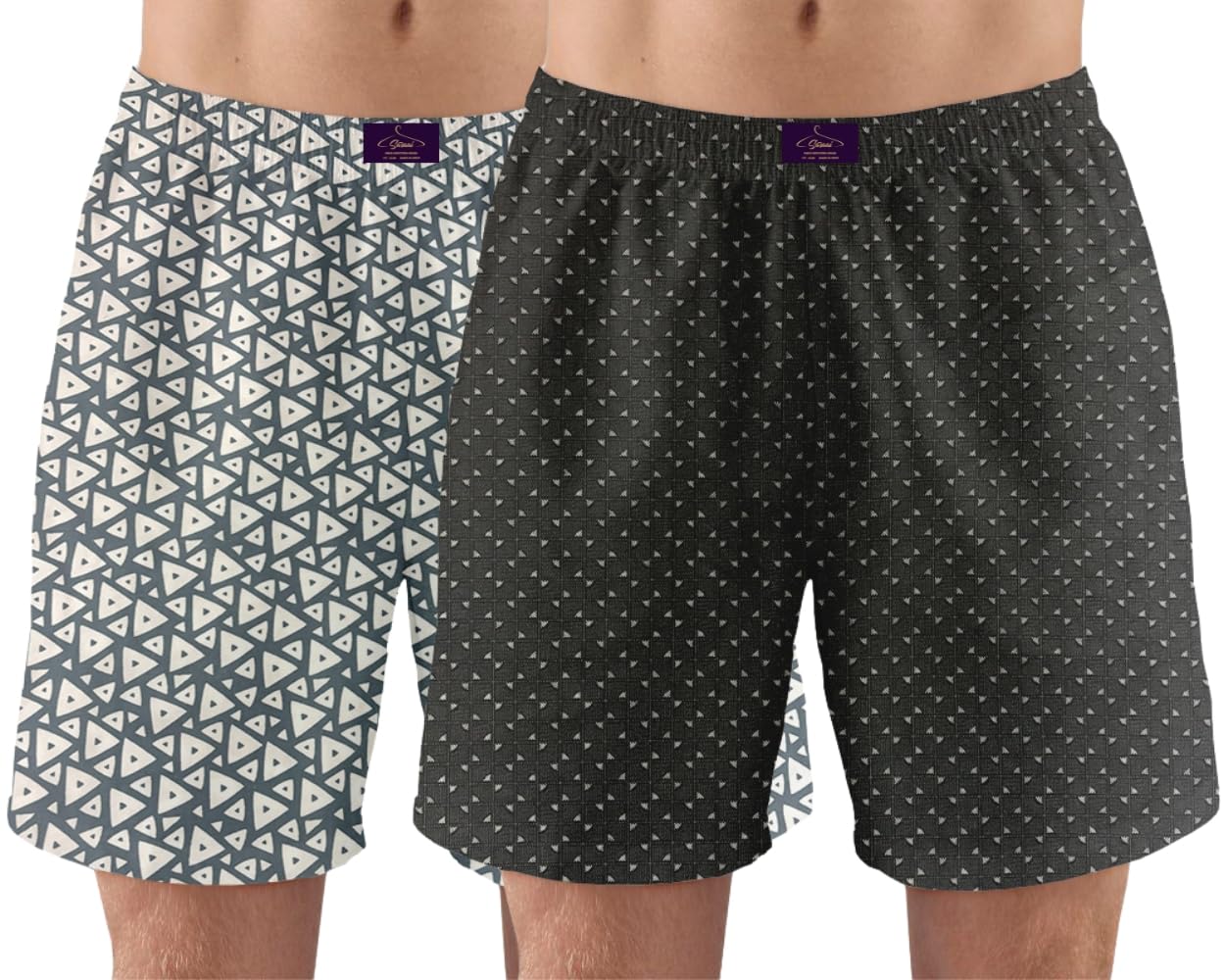 saraai Mens Cotton Blend Regular fit Printed Shorts with Elegant Design | Stylish, Super Soft & Comfortable Boxers Shorts (Pack of 2)-picture-45