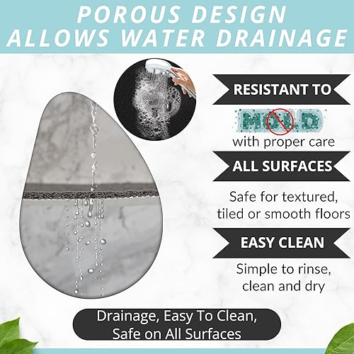 Miniatura 4 de Loofah - Tapete de ducha antideslizante para ducha, bañera, baño, áreas húmedas, tapete de baño suave sin ventosas, tapete seguro con textura o