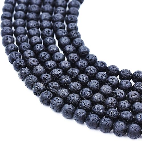 Yuncai 0.315in Natural Lava Volcánica Rock Ronda de Piedras Sueltas Perlas de Piedra para Joyas Pulseras Collar Artesanía Suministros 15.5 pulgadas