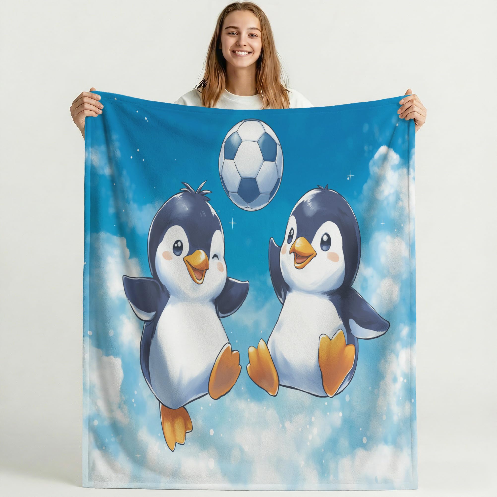 Genérico Niespodzianki i zabawne prezenty-koc z nadrukiem dla ojca matki bliskich i bliskich - błękitne niebo anime koc na sofę polarową miękki termiczny 220 x 270 cm