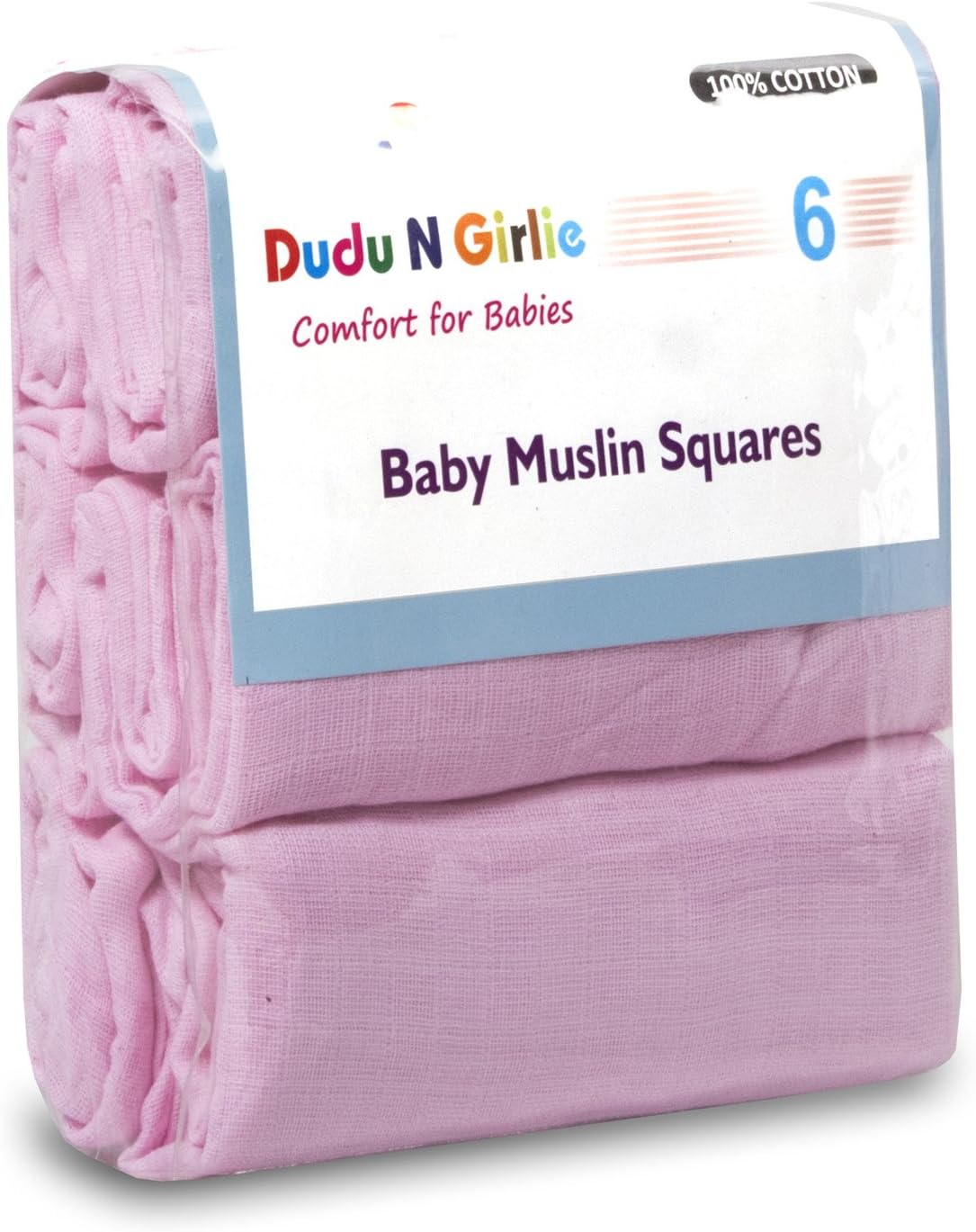 DUDU N GIRLIE Muslin Cloths for Baby 70x70cm - Soft, Absorbent & Breathable 100% Pure Cotton Burp Cloths - Ideal to Clean, Wipe & Cover Newborn Blanket Unisex Muslin Squares (Pack of 6, Pink)