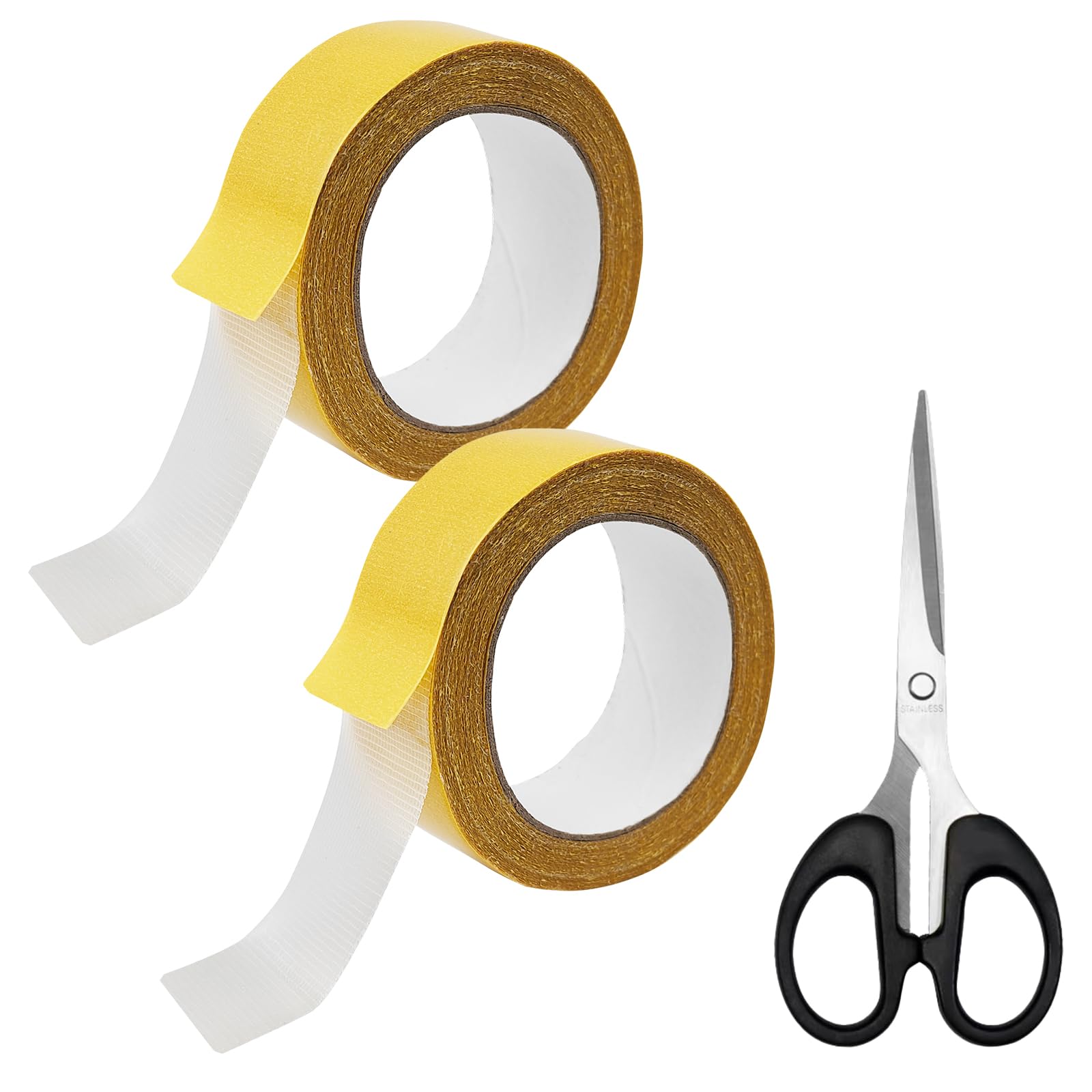 2 Rolls Ruban Adhésif Double Face Robuste 30mm X 20m - Extra Fort Transparent Pour Tapis, Photos Et Voiture