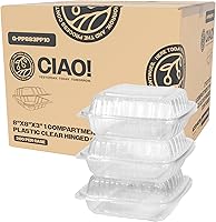 Vista 13 de CIAO! Contenedor negro con bisagras MFPP de 6"x6"x3" con tapa, 1 compartimento (caja de 300)