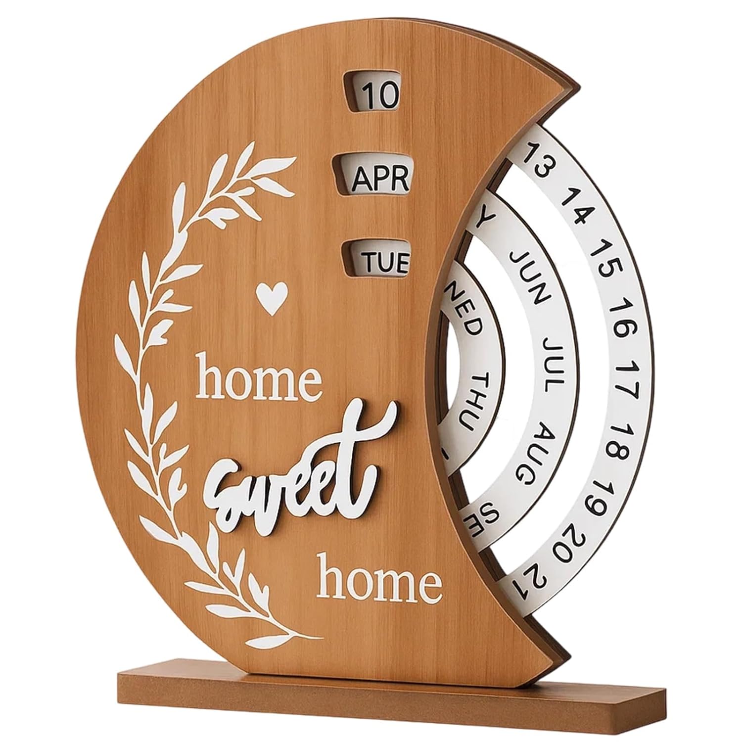 Moon Perpetual Calendar, Desk Calendar, Aesthetic Calendar Wooden Desktop Display with Moon Phase, Unique New Home Gifts for Office & Housewarming