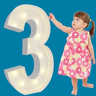 3FT Marquee Light Up Numbers Pre-Cut Frame Giant Marquee Numbers 3, Mosaic Numbers for Balloons, 30th 13th Birthday Decorations 2023 Graduation Decorations, Balloon Arch Kit