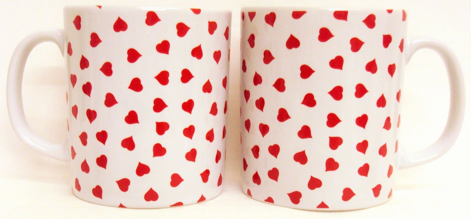 Fromeuropewithlove White,Red Love Hearts Mugs Set Of 2 Porcelain Red Hearts Mugs Hand Decorated In The Uk Free Uk Delivery