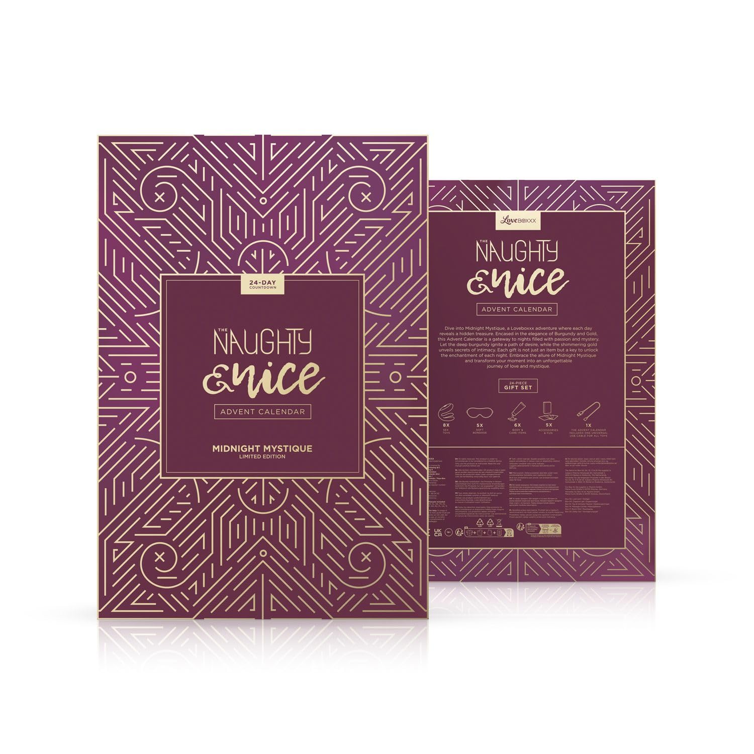 Adam et Eve LoveBoxxx Calendrier de l'Avent Erotique Naughty & Nice 2024 - 24 Sex Toys pour adultes - Cadeau de Noël exceptionnel - Calendrier de l'Avent 2024 - Valeur de 600€