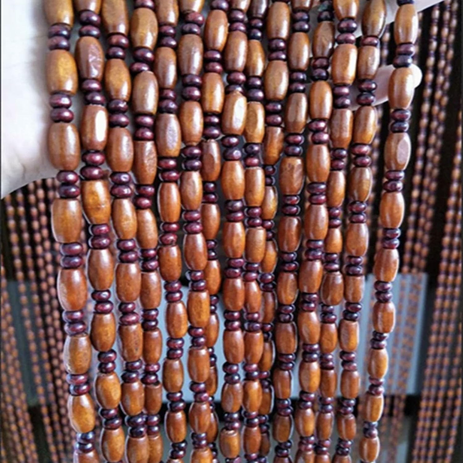 Rideaux de Perles en Bois Naturel,Rideaux de Porte en Perles,Séparateur de Pièce,Rideaux Anti Mouche Suspendue,Rideaux en Perles Brins Faits À La Main,Personnalisable (35 strands 70cm x 190cm)