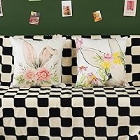 Vista 1 de ONWAY Fundas de almohada de conejo de Pascua de 18 x 18 pulgadas, juego de 2 fundas de almohada decorativas de conejo de primavera de temporada