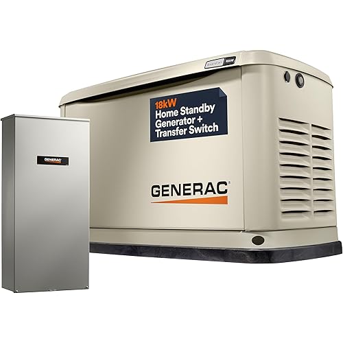 Generac Guardian 18kW Home Standby Generator with 200 Amp Transfer Switch - Automatic Whole House Backup Power for Storms, Emergencies, and Outages, WiFi Enabled, Runs on Natural Gas or Liquid Propane
