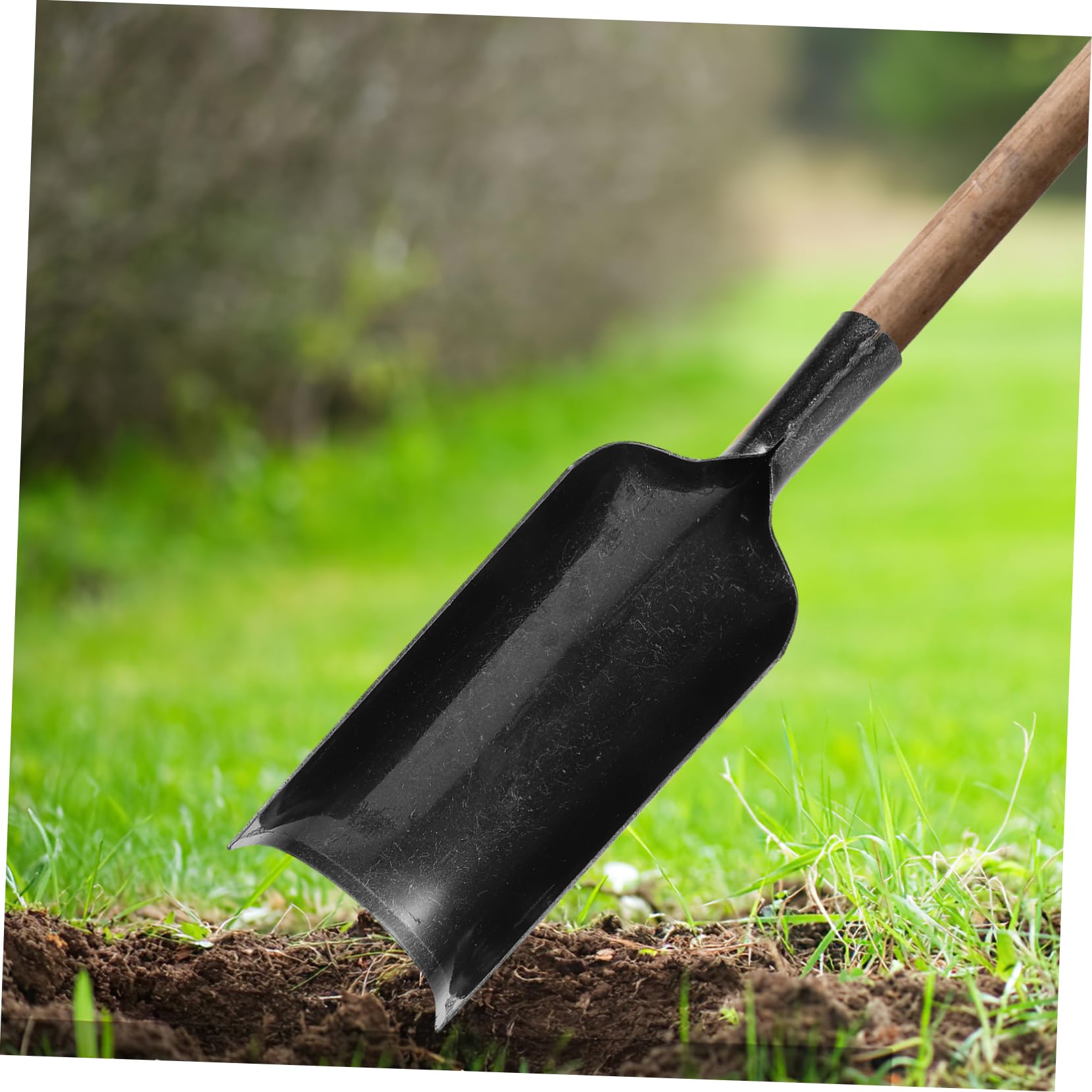 Pala Negra Excavar de Acero para Manganeso Jardín | Herramienta para Raíces Metálicas, Mejora el Agarre Manual, Uso Agrícola y Trasplante, Acabado Negro
