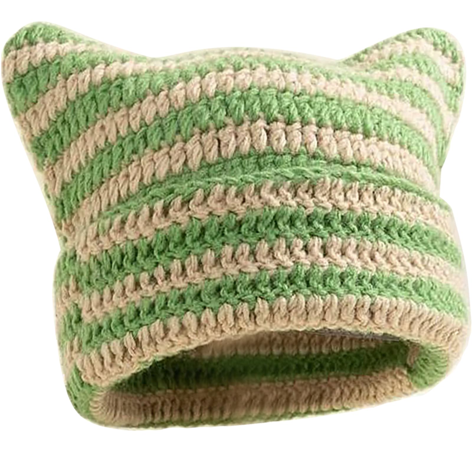 XYIYI Häkelmützen für Frauen Katze Ohr Stricken Hut Vintage Beanie Grunge Zubehör Slouchy Mützen für Frauen