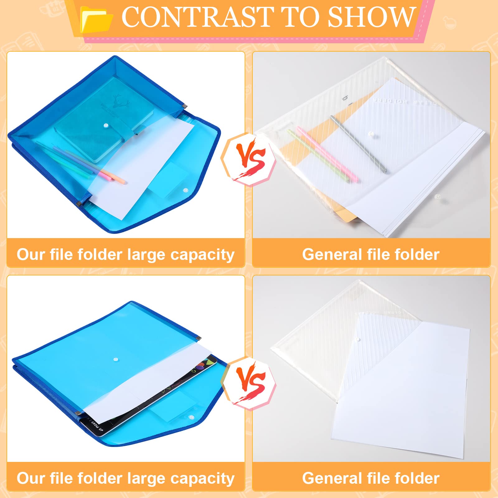 Expanding File Folders,12 Pocket A4 Folder Organiser With Snap Button - View #8